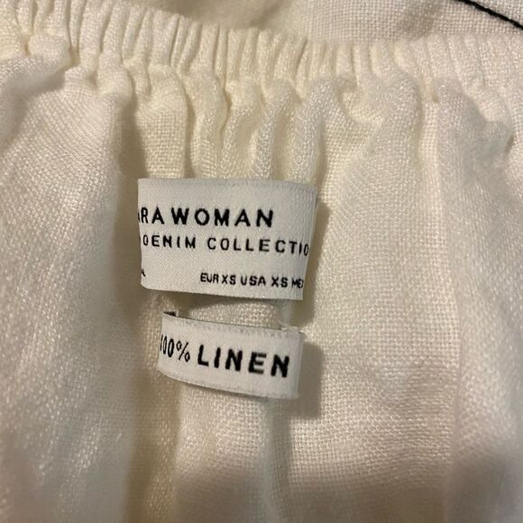 Zara Woman White Off The Shoulder Linen Top Size XS - Picture 8 of 8